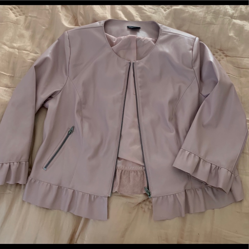 City chic faux leather frill cropped jacket